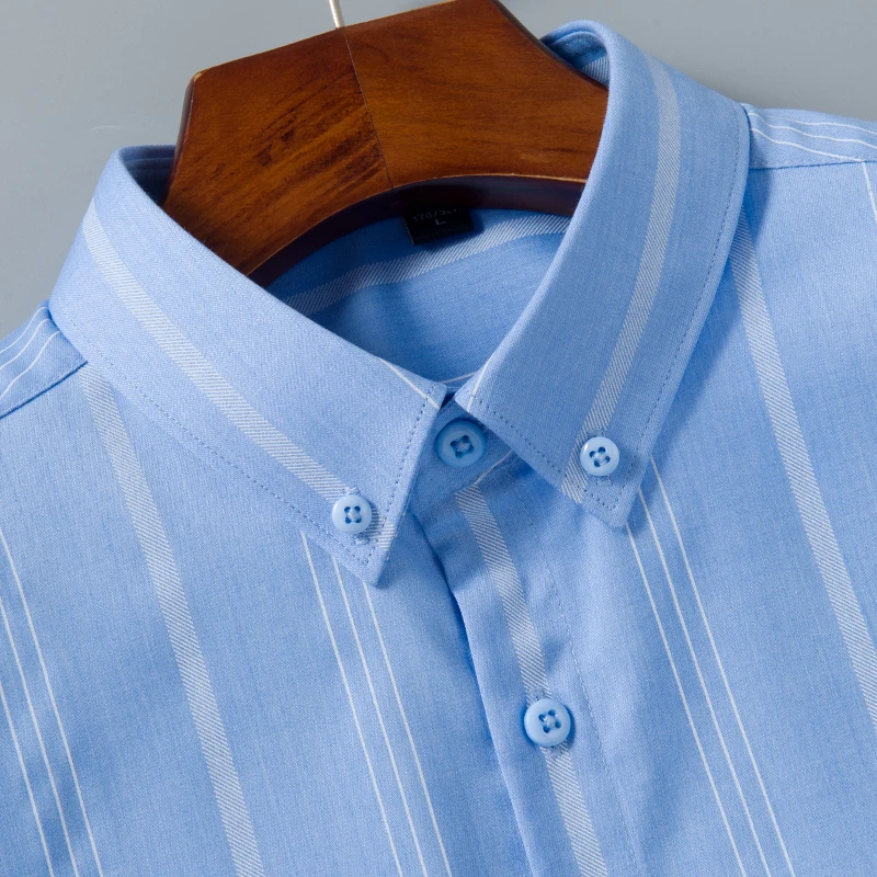 new spring and autumn Men's Fashion Business Casual Striped Shirt Professional Formal Button Youth Long Sleeve Shirt - Image 5