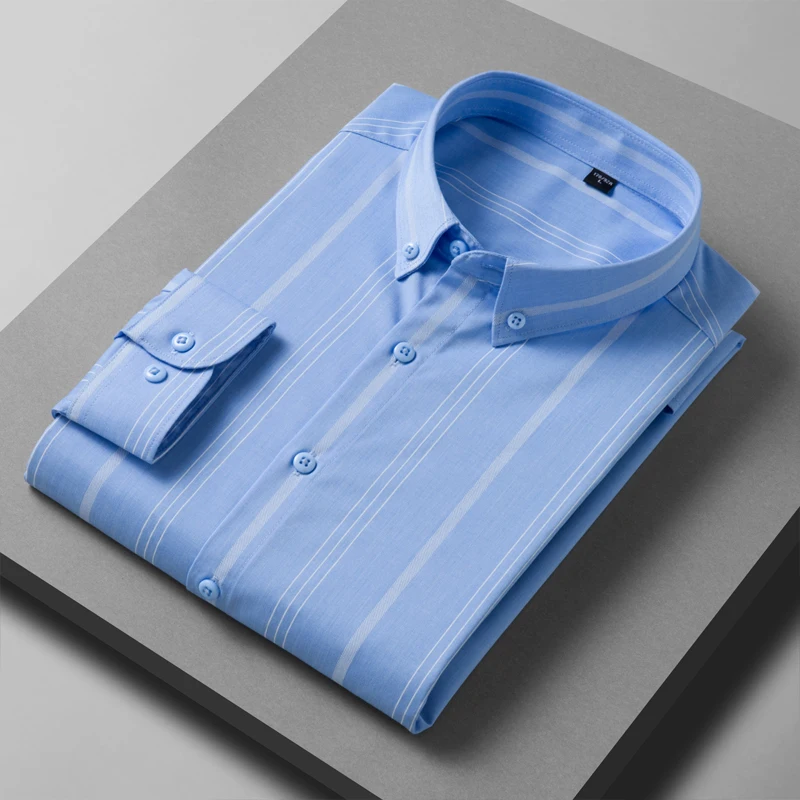 new spring and autumn Men's Fashion Business Casual Striped Shirt Professional Formal Button Youth Long Sleeve Shirt - Image 4