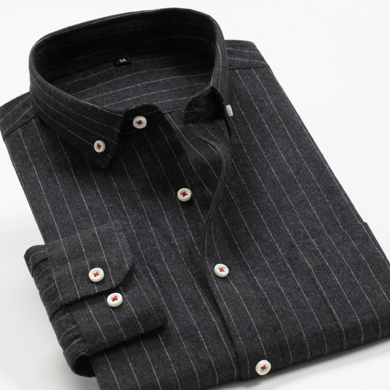 2024 new styles for four seasons Plus size men's long sleeve striped shirt Autumn Plaid Business Casual Office Shirt Large size