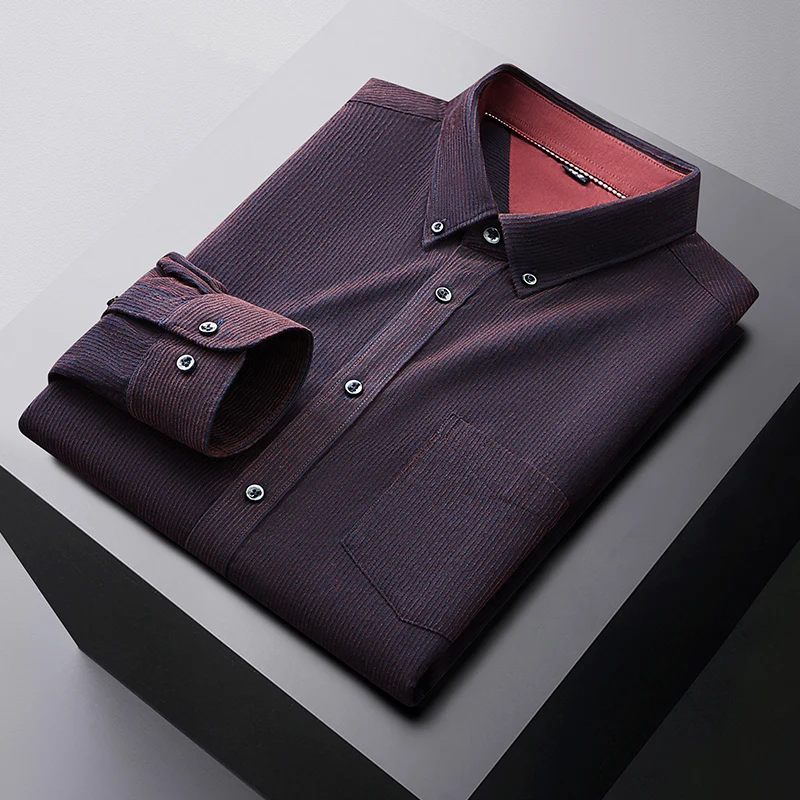 Autumn new style Men's corduroy long sleeve shirt Men's business casual loose fashion shirt Large size 7XL 8XL