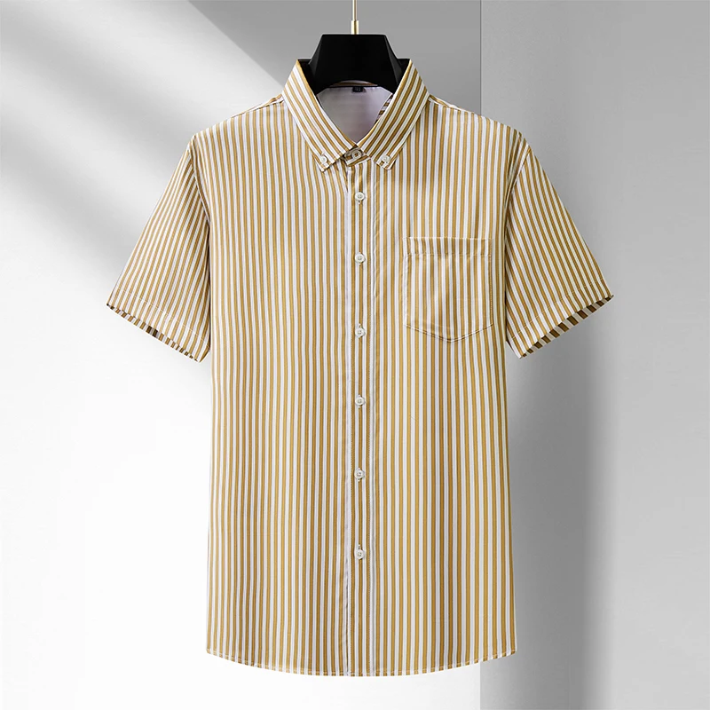 men's short sleeve shirt 2024 Summer Thin Style Youth business casual shirt striped men's clothing men's professional shirt