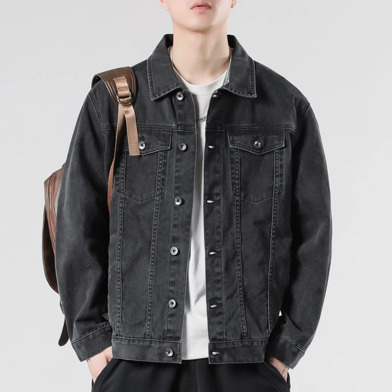 Men's Spring and Autumn Denim Jackets men's brown denim jacket Pure cotton workwear casual men's denim tops - Image 2