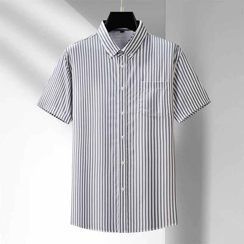 men's short sleeve shirt 2024 Summer Thin Style Youth business casual shirt striped men's clothing men's professional shirt - Image 3