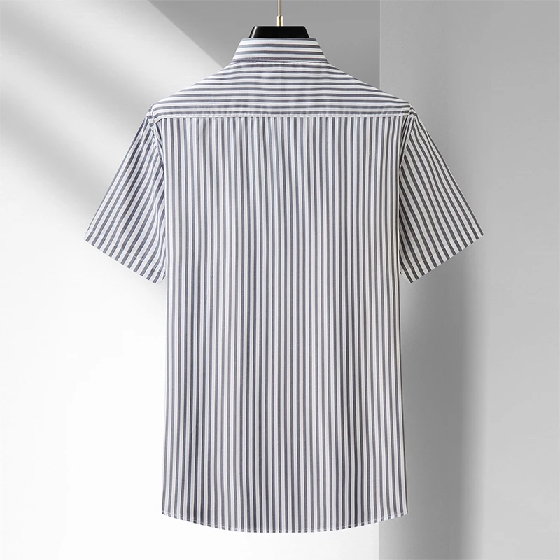 men's short sleeve shirt 2024 Summer Thin Style Youth business casual shirt striped men's clothing men's professional shirt - Image 4