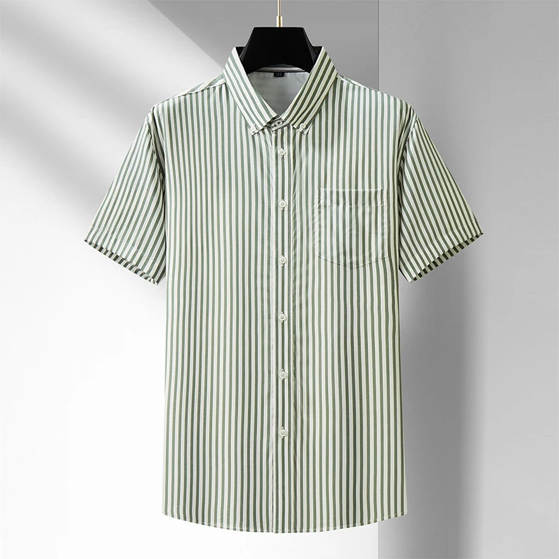 men's short sleeve shirt 2024 Summer Thin Style Youth business casual shirt striped men's clothing men's professional shirt - Image 2