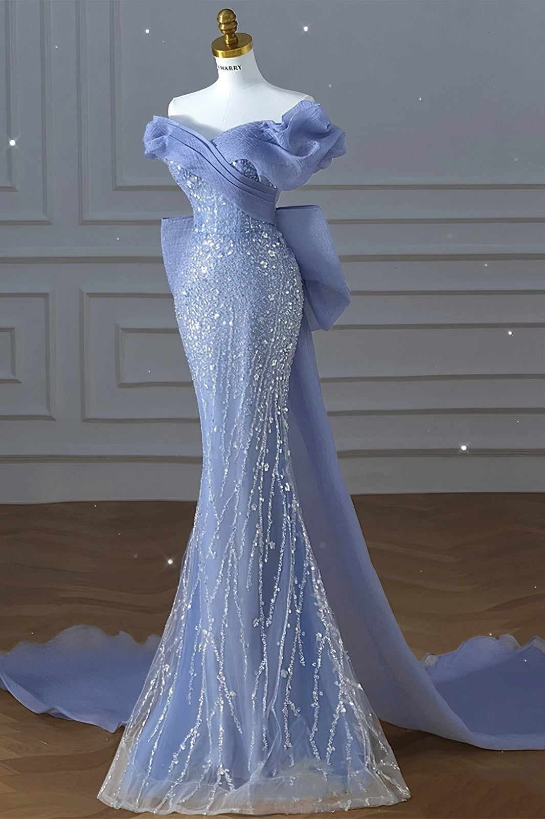 Haze blue dress heavy beaded mermaid skirt - Image 3